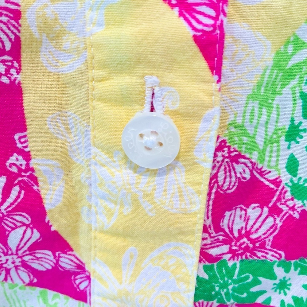 Lilly Pulitzer Jonni Blouse XS Pink Green Floral Button Down Resort Top - Picture 7 of 10